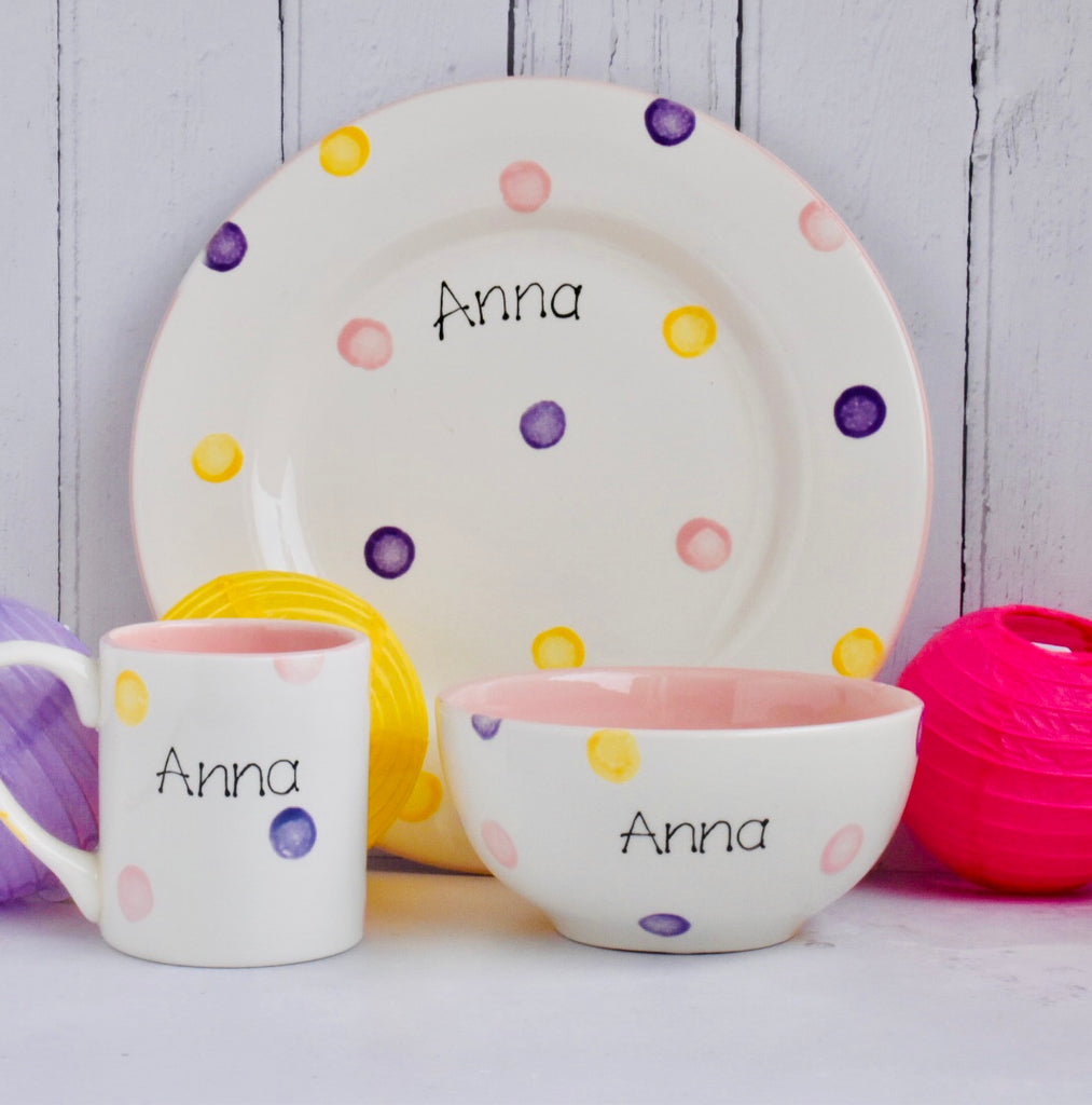 Personalised Spotty Dotty Breakfast Set