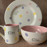 Personalised Spotty Dotty Breakfast Set