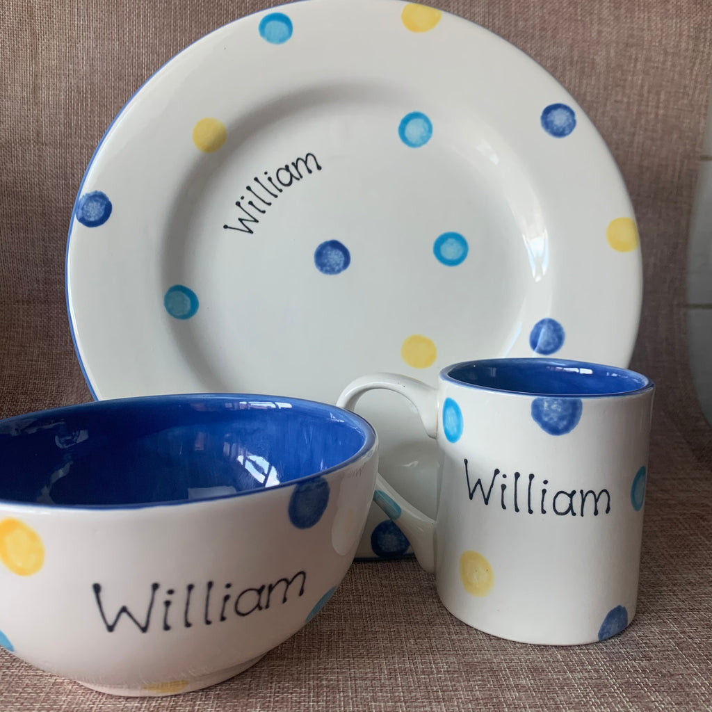 Personalised Spotty Dotty Breakfast Set