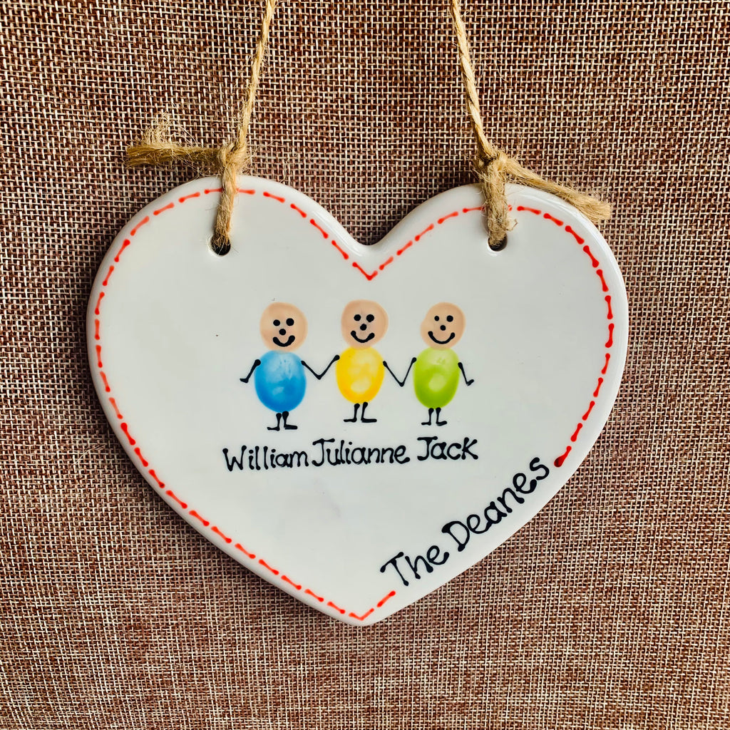 Personalised Fingerprint Families Heart Decoration