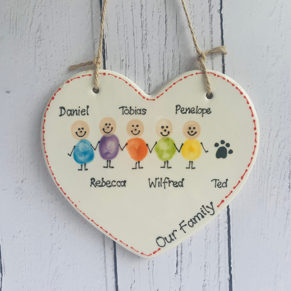 Personalised Fingerprint Families Heart Decoration