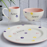 Personalised Spotty Dotty Dinner Set