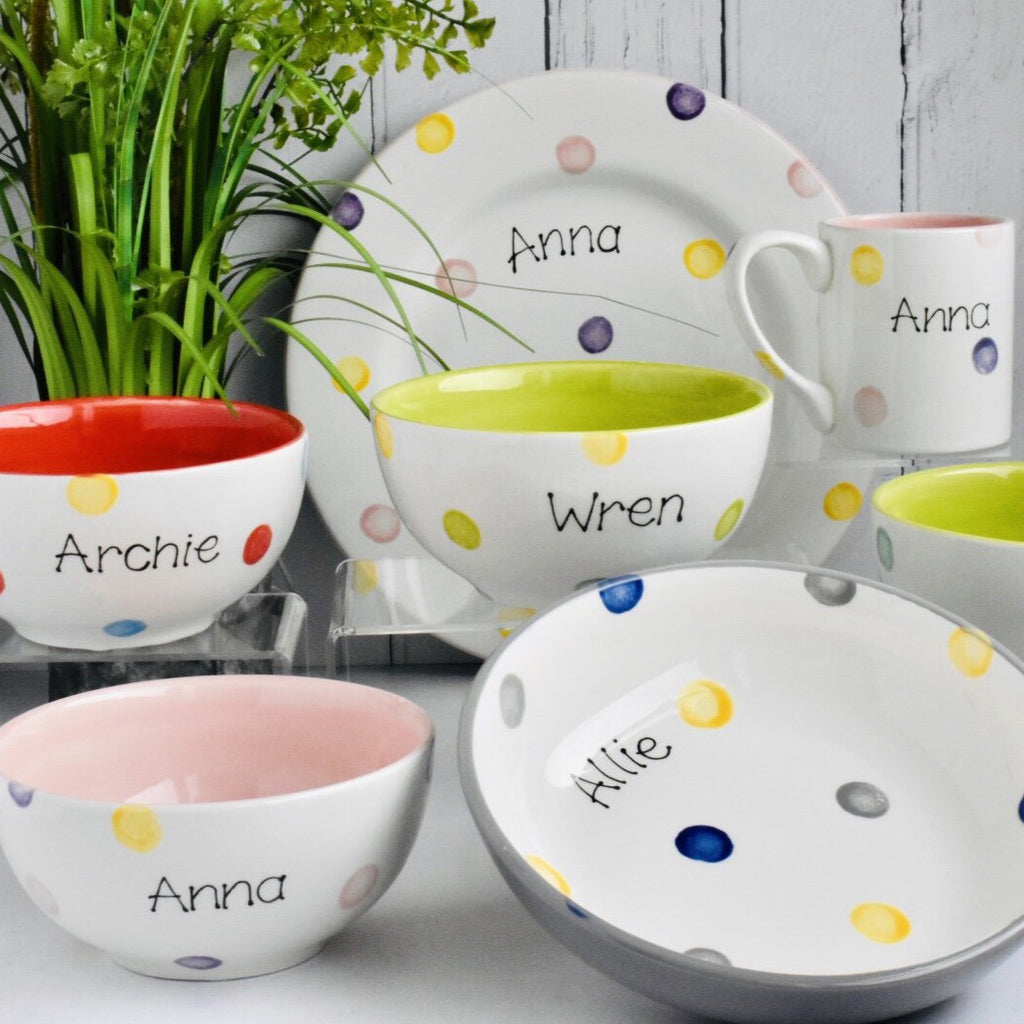 Personalised Spotty Dotty Dinner Set