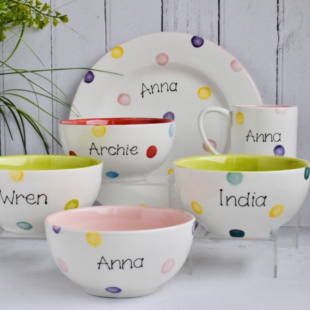 Personalised Spotty Dotty Dinner Set