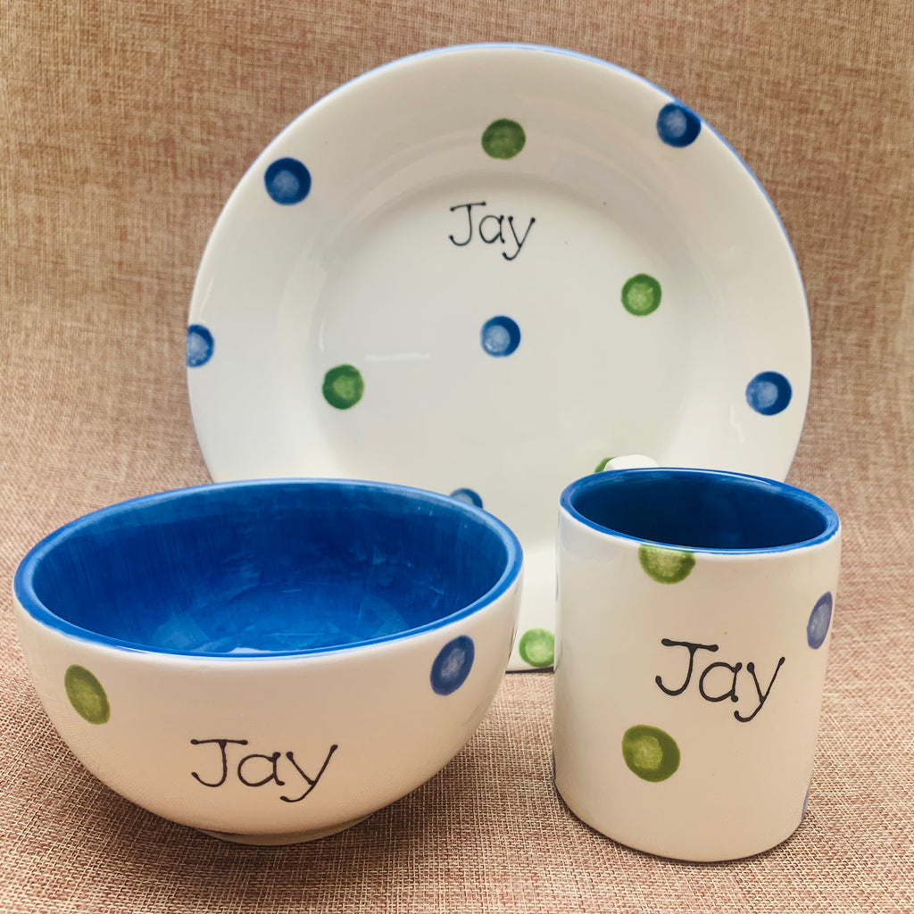 Personalised Spotty Dotty Breakfast Set