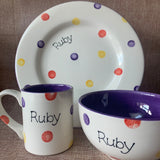 Personalised Spotty Dotty Breakfast Set