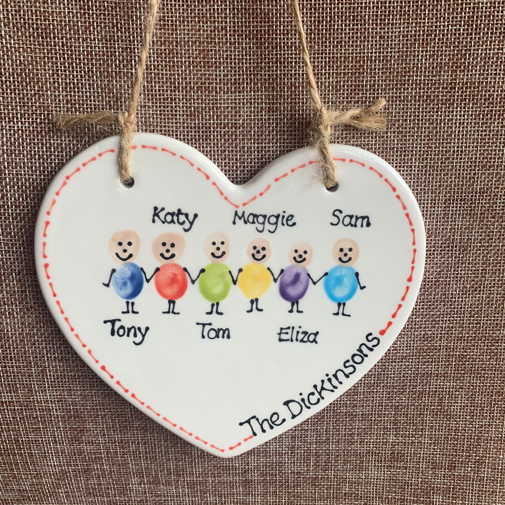 Personalised Fingerprint Families Heart Decoration