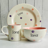 Personalised Spotty Dotty Breakfast Set