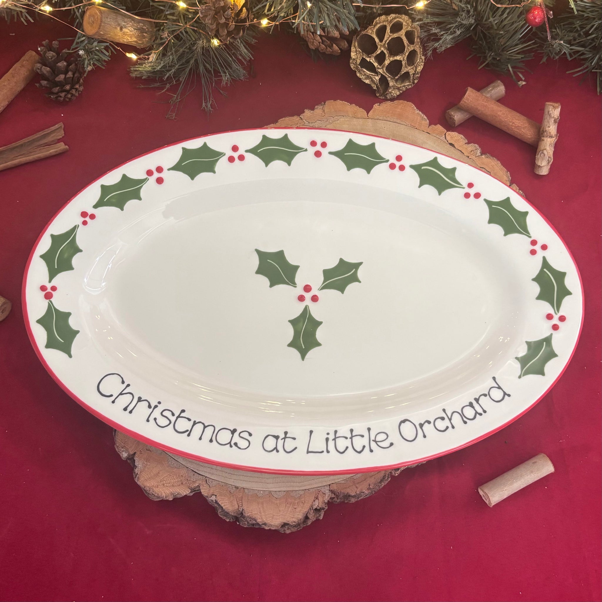 Classic Christmas Oval Serving Platter