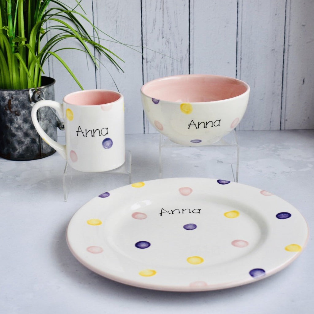Personalised Spotty Dotty Dinner Plate
