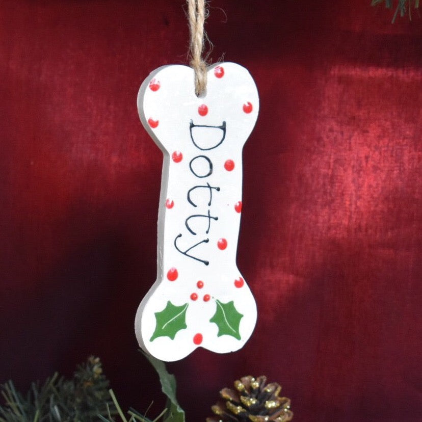 Classic Christmas Hanging Dog Bone Decoration
