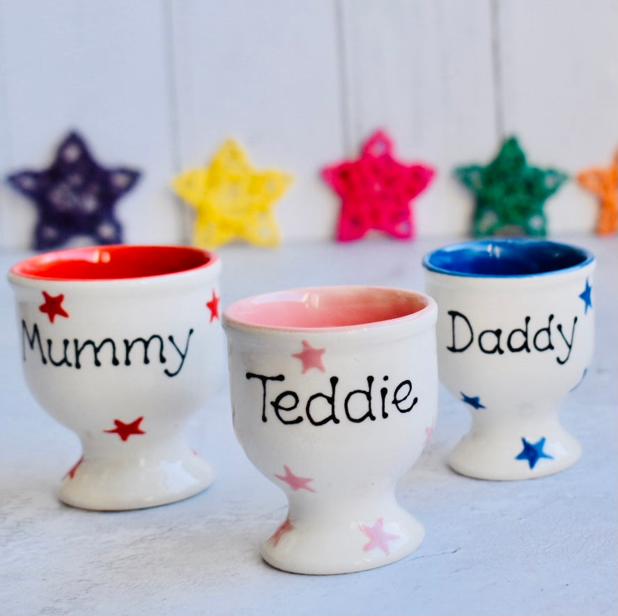 Personalised Spotty Dotty Stars Egg Cup